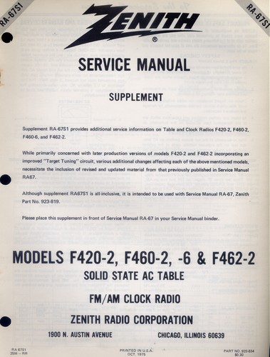 Zenith service manual - zenith,